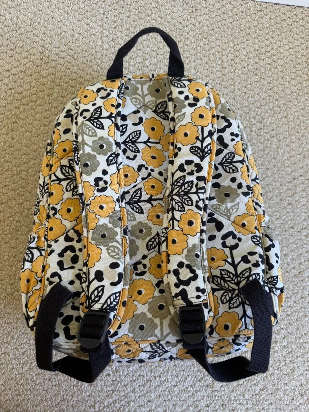 Vera Bradley Yellow and Black Floral Pattern Backpack